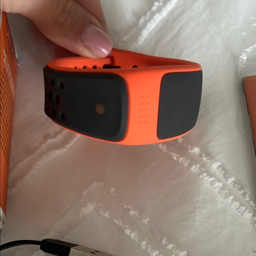Orange and Black Wearable Fitness Tracker Bluetooth